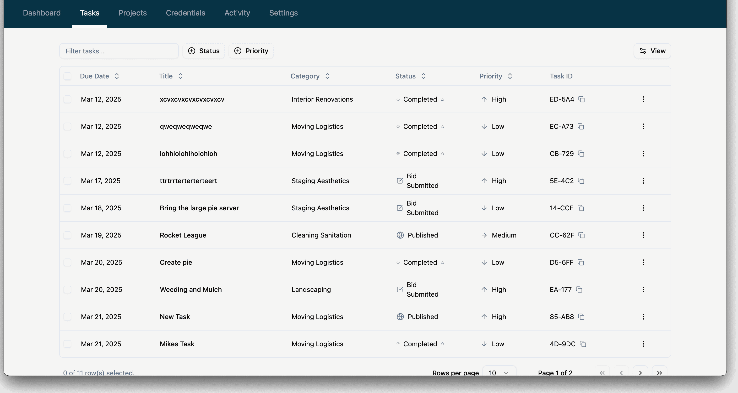 Bluetape tasks management
